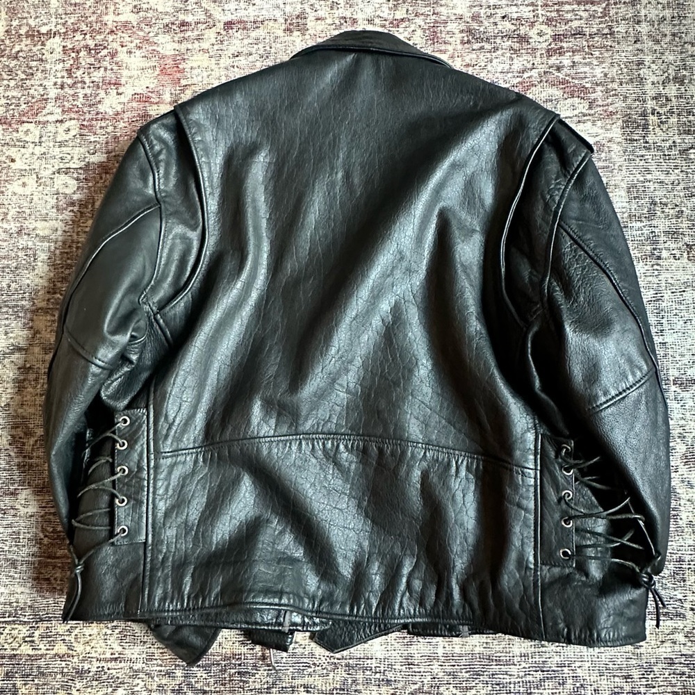 Vintage Leather Moto Biker Jacket - Picture 5 of 10